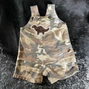 Cach Cach Brown Tan Camo‎ Shortalls Dinosaur size 24 months 2T